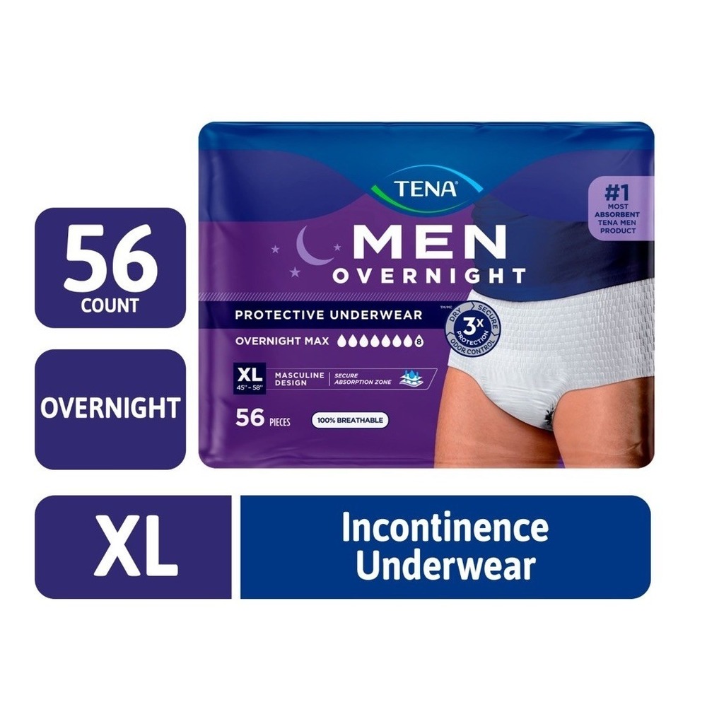 TENA Men Overnight Max Protective Underwear Size XL 56 Count Incontinence  New